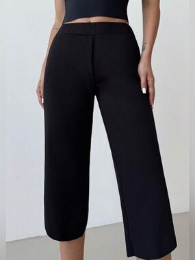 UNIF Black Wide-Leg  with Clean Waistband